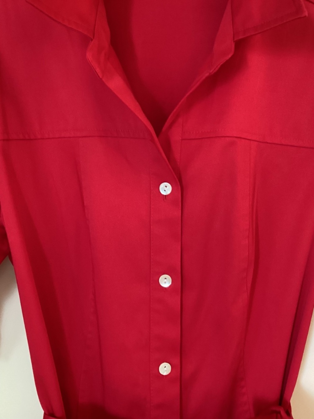 NWOT-BADGLEY MISCHKA - SHIRTWAIST RED COTTON DRESS - SIZE - 8 - Picture 12 of 14